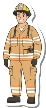 A cartoon fireman wearing a fireman outfit png