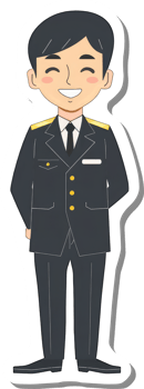 A sticker of a man in a suit png