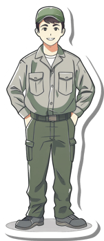 A sticker of a soldier in uniform png