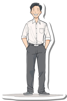 A sticker of a man standing with his hands in his pockets png