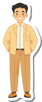 A man in a suit and tie standing with his hands on his hips png