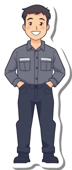 A man in a blue shirt and pants png