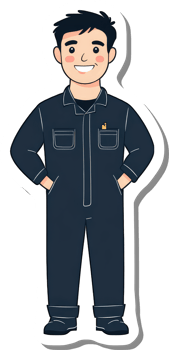 A sticker of a man in a blue overalls png