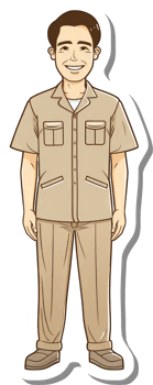A cartoon man in a uniform standing png