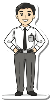 A cartoon man in a tie and shirt png