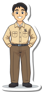 A cartoon man in a shirt and pants png