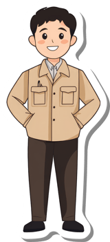 A man in a brown shirt and pants png