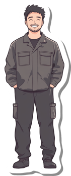 A cartoon man in a black uniform png