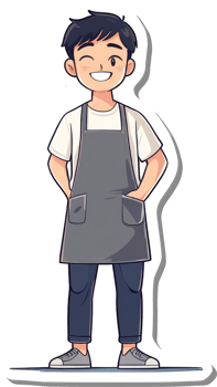 A cartoon man wearing an apron and apron png