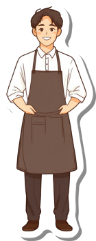 A cartoon chef with apron and apron png