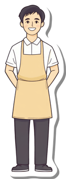 A cartoon man wearing an apron and apron png