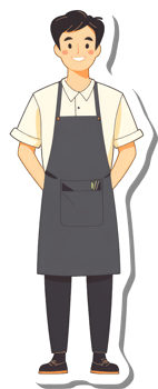 A cartoon chef with apron and apron png