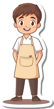 A cartoon chef with an apron on png