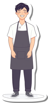 A cartoon chef with apron and apron png