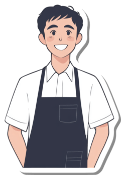 A sticker of a man wearing an apron png
