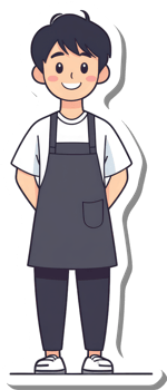 A cartoon boy wearing an apron and apron png