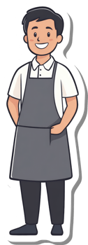 A cartoon man in an apron and tie png