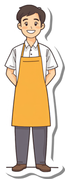 A cartoon man wearing an apron and apron png