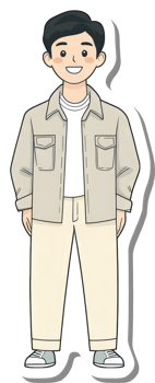 A cartoon man in a jacket and pants png