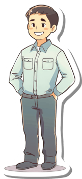 A Smiling Man Wearing A Light Green Shirt And Grey Pants png
