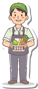 Happy Farmer Holding Basket Fresh Vegetables png