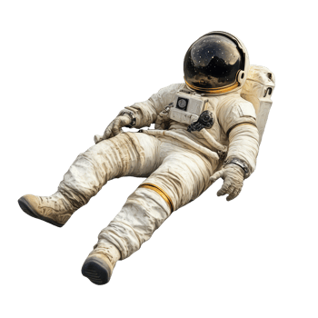 Solitary astronaut resting on a transparent background with a transparent hue in an expansive void, Astronaut isolated on transparent background png