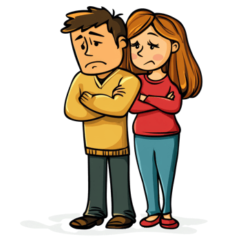 Sad couple stands apart, facing family issues while seeking reconciliation in a quiet moment of reflection, sad couple with family problems, file of isolated object on transparent background png