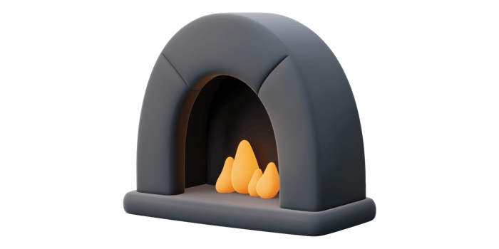 3D Fireplace Illustration Isolated on Transparent Background png
