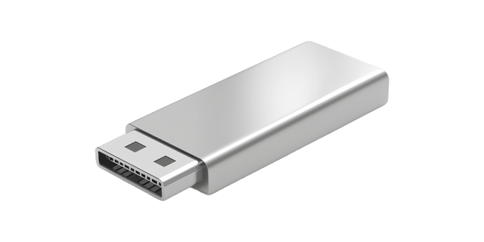 3D Silver USB Drive Isolated on Transparent Background png
