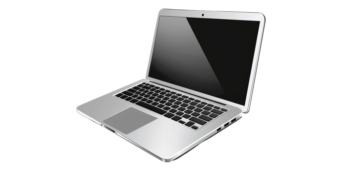3D Silver Laptop With Open Screen Isolated on Transparent Background png