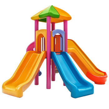 Colorful playground structure with slides for children, designed for fun and active play in a safe environment, Colorful playground for children on transparent backgroundfile png