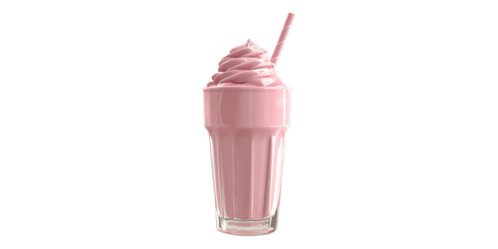 3D Illustration Of A Pink Milkshake With Straw Isolated On Transparent Background png