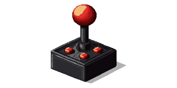 Vintage Joystick With Buttons In Pixel Art Style Isolated On Transparent Background png