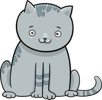 cartoon gray cat or kitten cute animal character vector