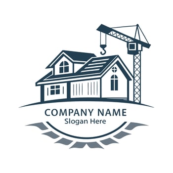 a house with a crane on it and a crane on the roof on a white background vector
