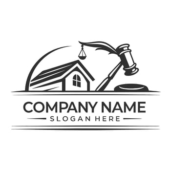 a house and gavel logo design vector