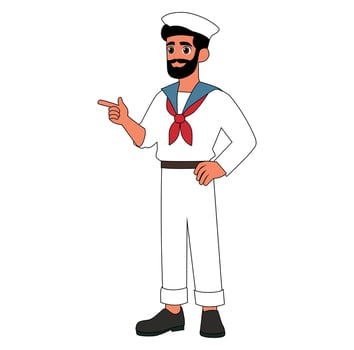 Cartoon Man Marine Pointing Vectors Illustration