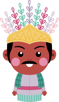 ondel ondel in purple clothes png