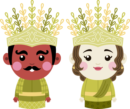 cute ondel couple jakarta culture png