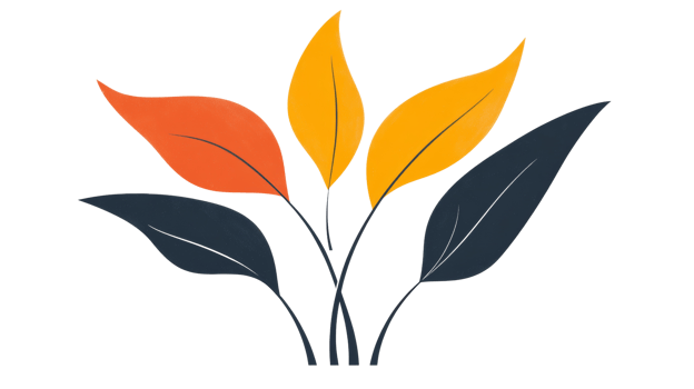 Stylized illustration of four colorful leaves png
