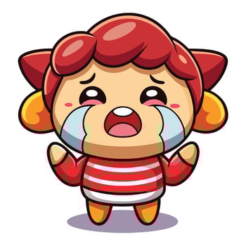 a cartoon character crying with a red nose vector