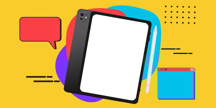 a smartphone with a blank screen and a tablet on pop art style background vector