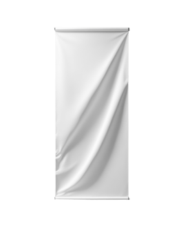 White Fabric Banner Mockup Displaying Wrinkles png