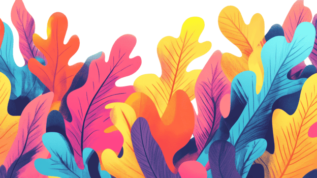 Vibrant Colorful Abstract Leafy Design Illustration png