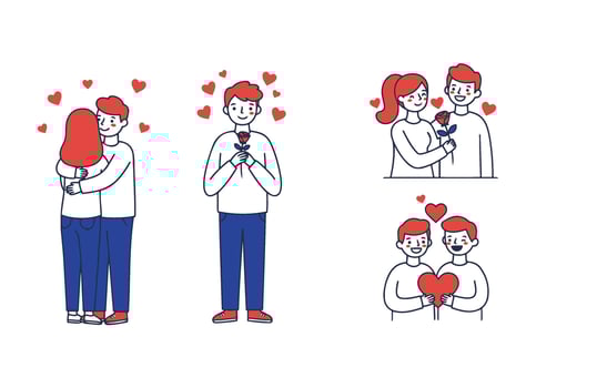 Couple Silhouettes Embracing Romance vector