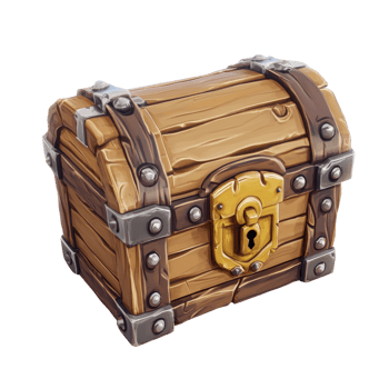 A Sturdy Wooden Chest with Metal Clasps and Lock png