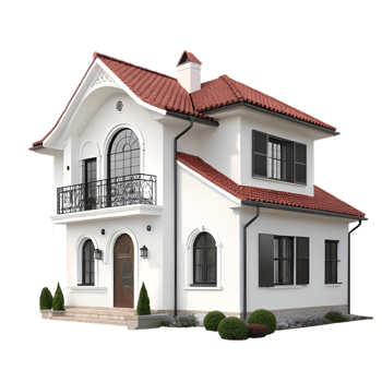 Classic and beautiful white two-story home png
