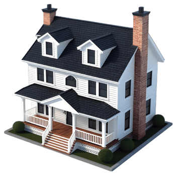A modern, charming white house on a transparent background png