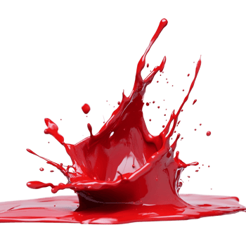 Dynamic red paint splash captures highenergy motion on a stark transparent background, Red Paint Splash on transparent background png