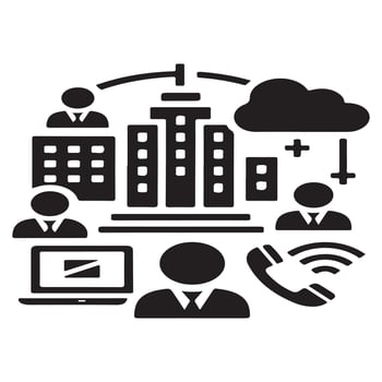 Global Business Network Icon, Representing Cloud Computing and Communication vector